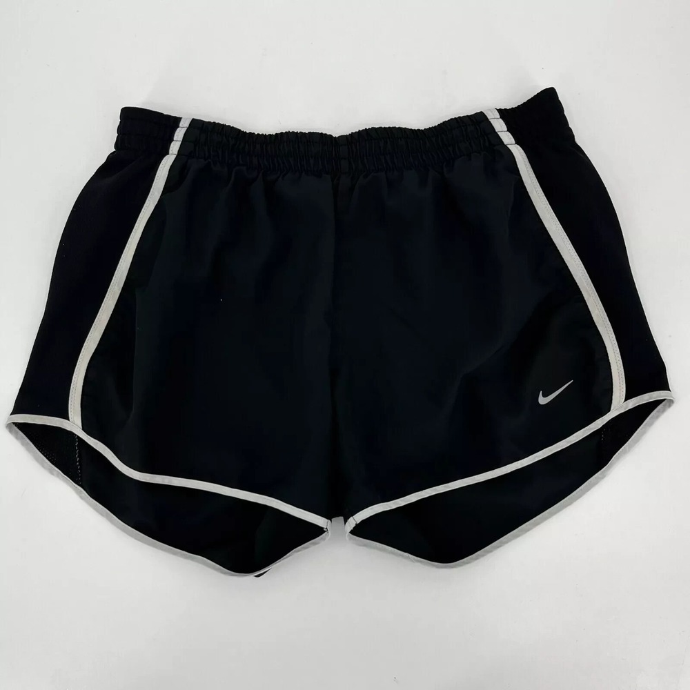 Nike Dri-FIT Womens Running Shorts Black White Trim Mesh Panels Size M